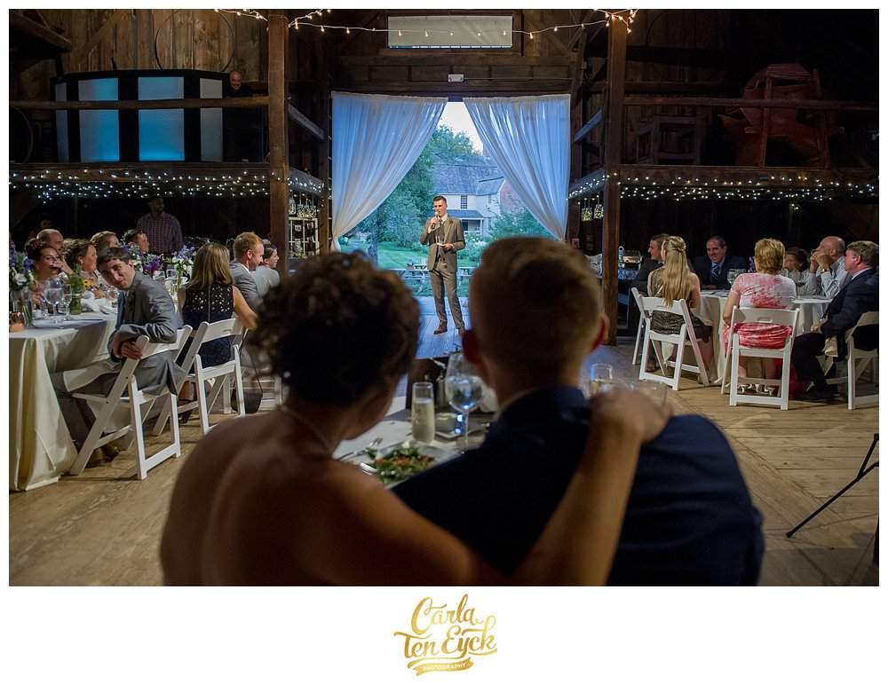 Toasts abound during a wedding at The Webb Barn in Wethersfield CT