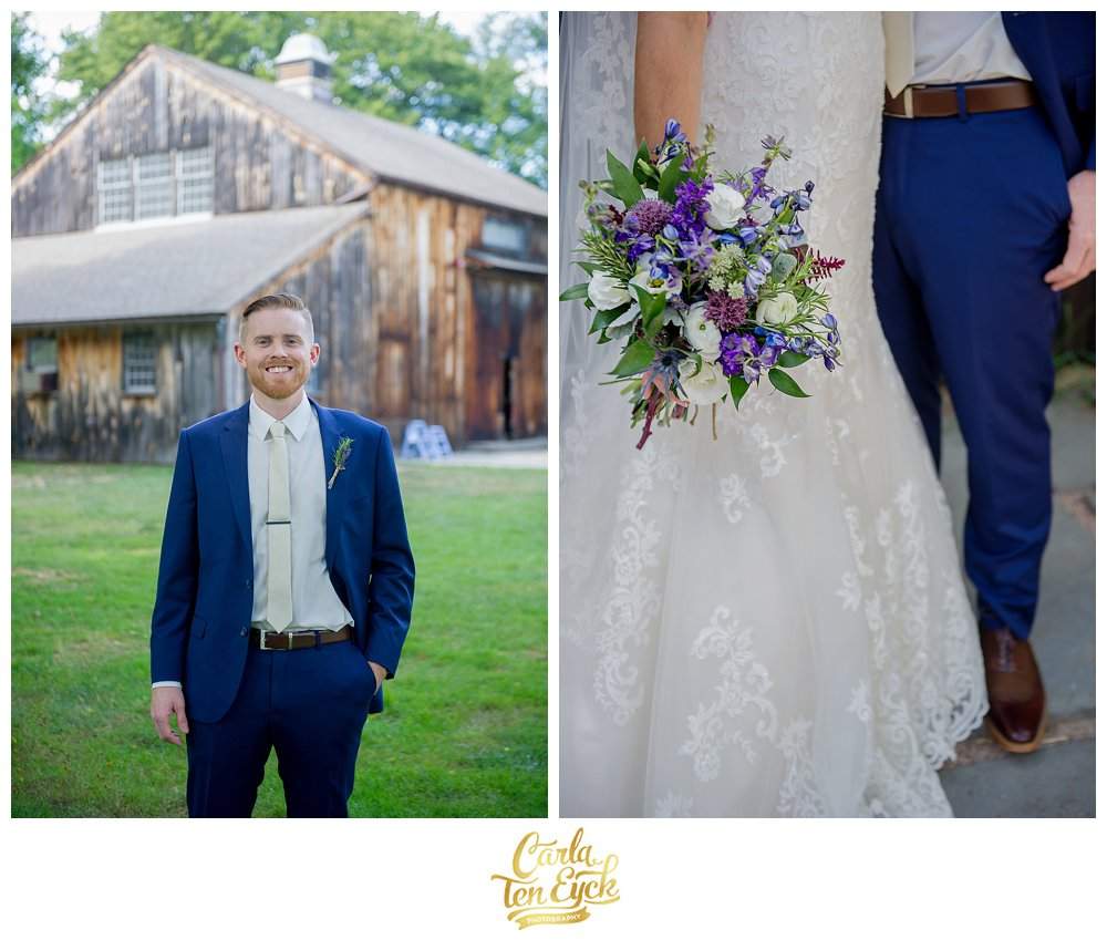 A groom at his wedding at the Webb Barn in Wethersfield CT