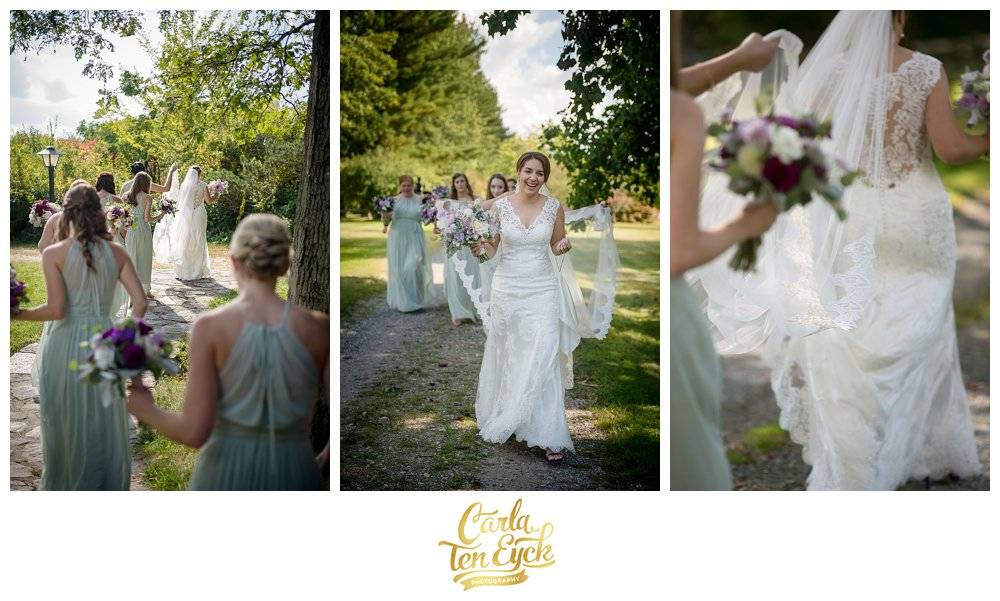 Bride with her wedding party at Tyrone Farm in Pomfret CT
