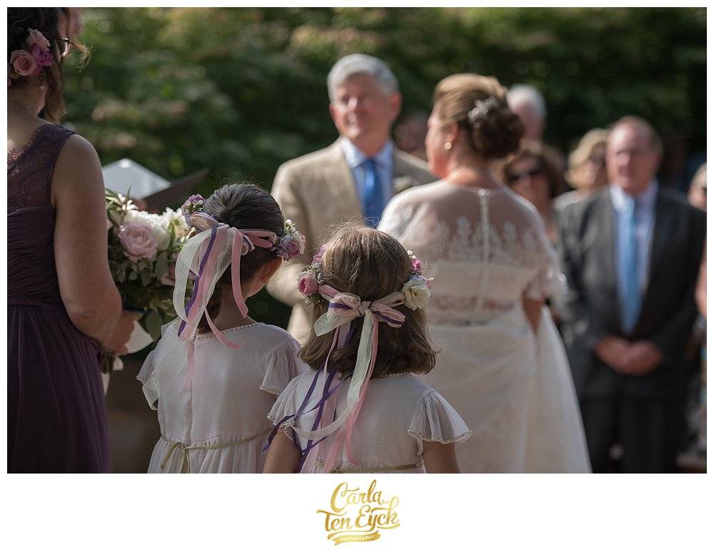 Flower girl flowers crowns by Carrie Wilcox Floral Design, Fairfield CT