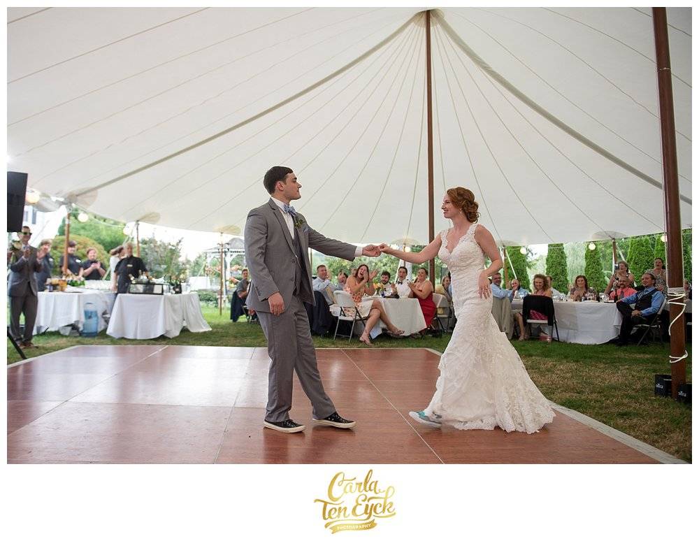 Tented wedding reception at Inn at Woodstock Hill