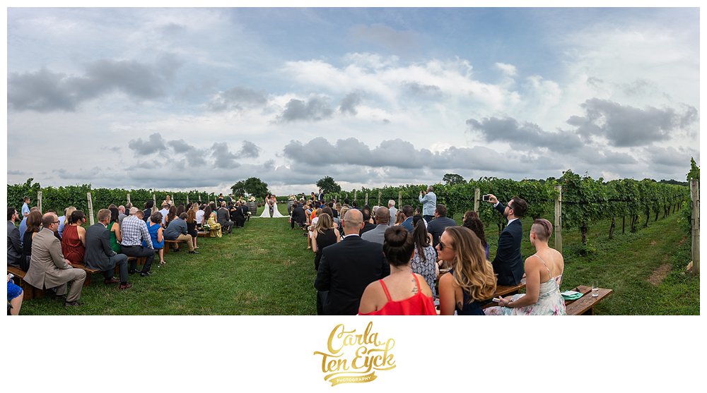 Same sex wedding ceremony at Jonathan Edwards Winery North Stonington CT