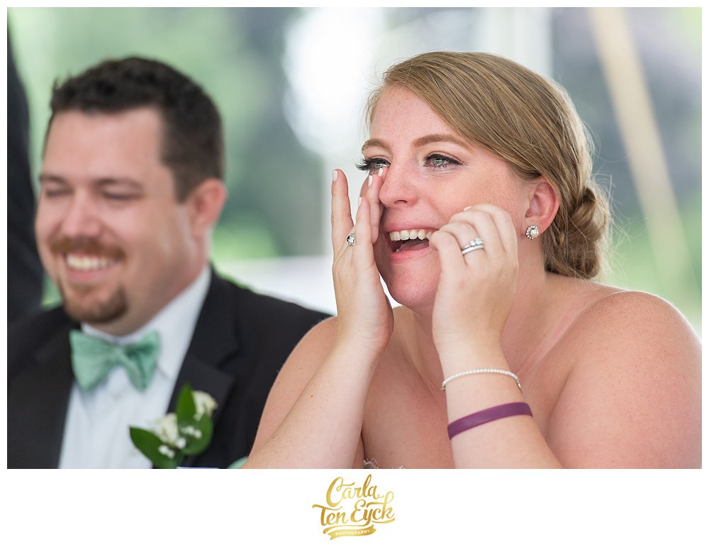 Bride cries joyful tears at her wedding in Lordship CT