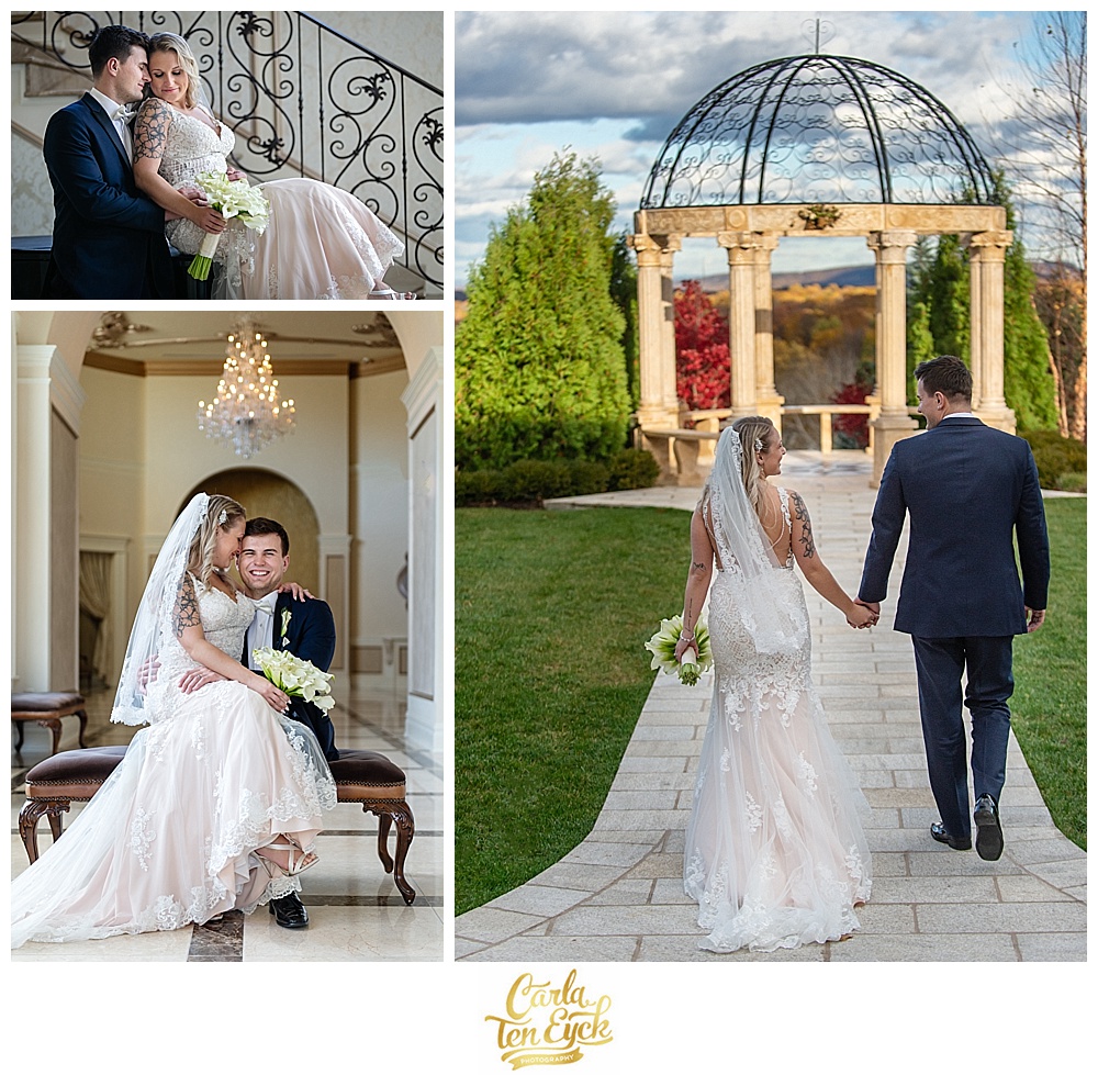 Bride and groom at their wedding at Aria in Prospect CT
