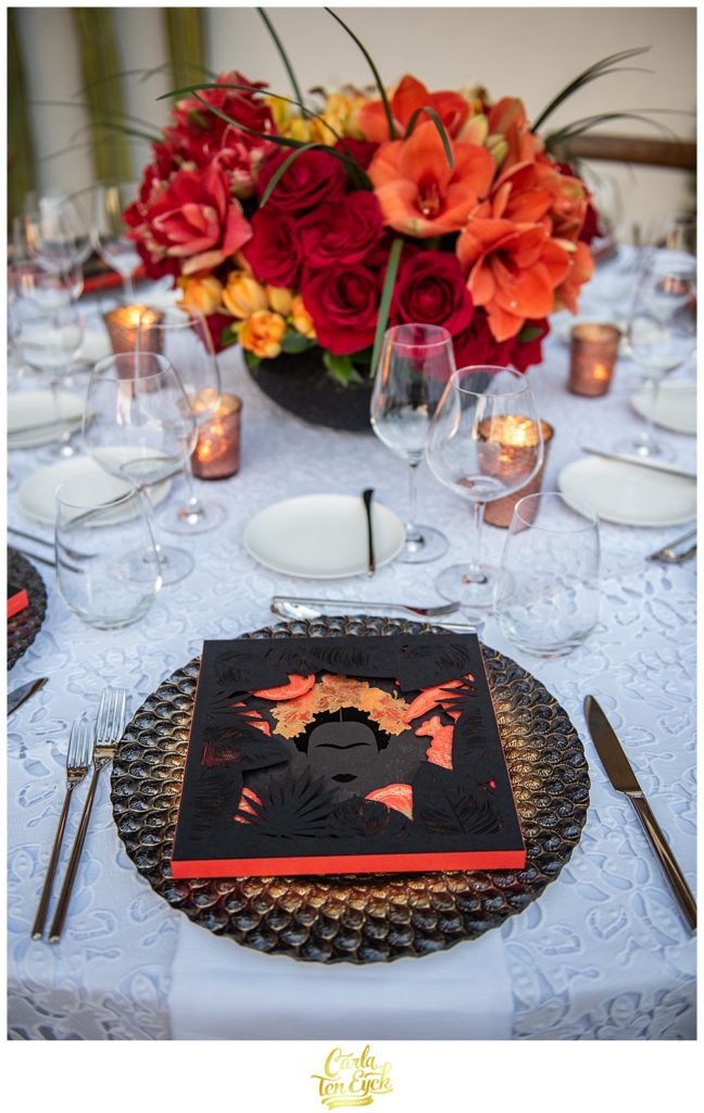 Frida Kahlo menu at the Engage 18 Cabo gala at Solaz Los Cabo in Cabo San Lucas Mexico