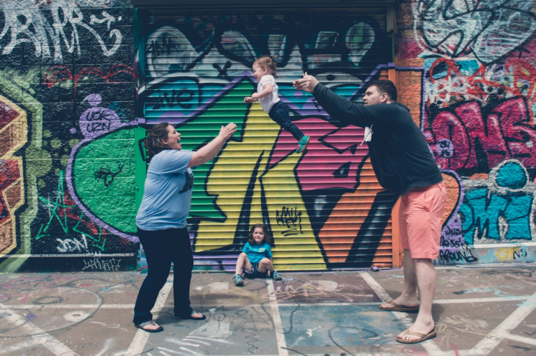 Family session at the Heaven Skate park in downtown Hartford with graffiti walls