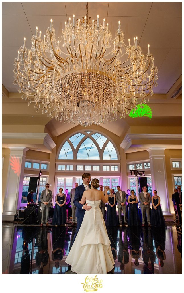 Bride and groom have their first dance at their wedding at Le Chateau in South Salem NY