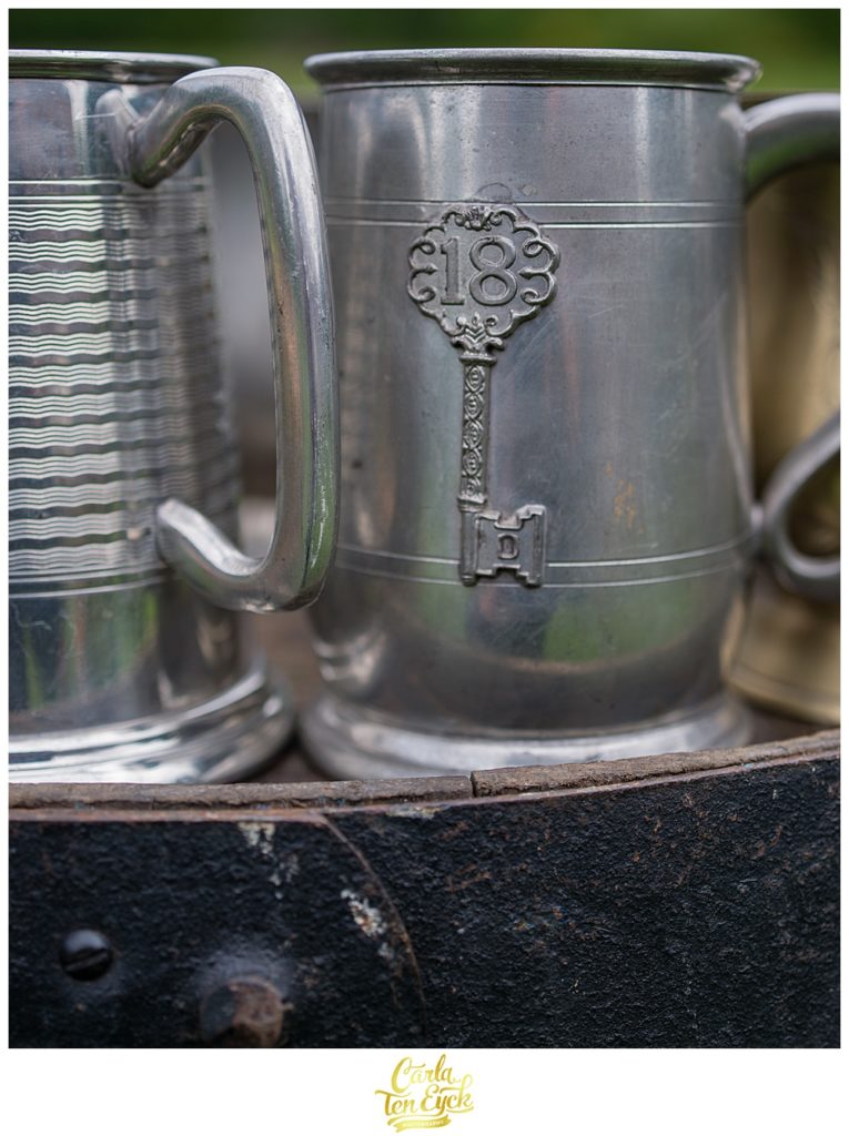 Silver beer mugs in Scotland for Highlands style event at Mount Stuart Scotland