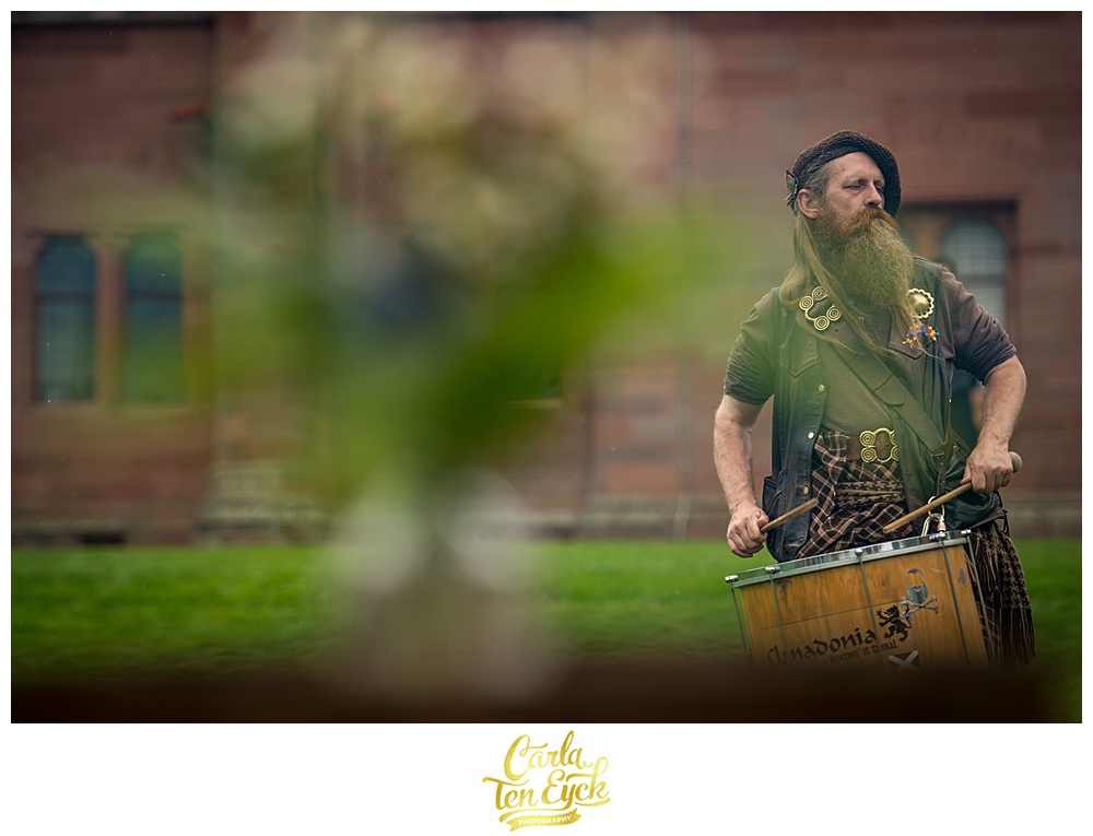 Scottish drummer at Mount Stuart Castle on the Isle of Bute Scotland