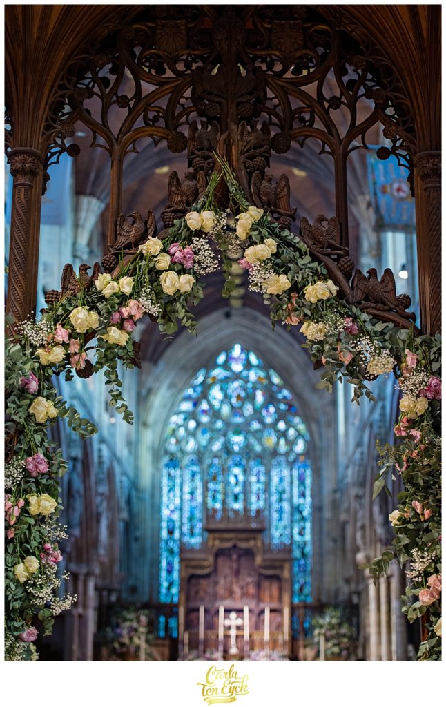 Wedding florals in Selby Abbey Yorkshire UK