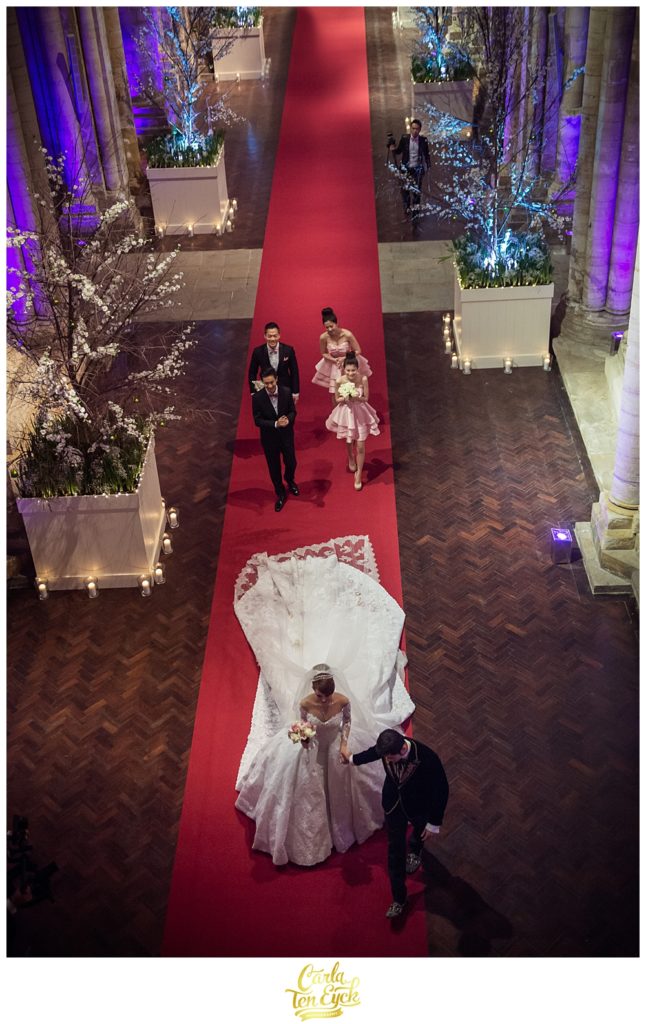 Jay Chou and his new bride walk down the aisle at Selby Abbey in Yorkshire UK