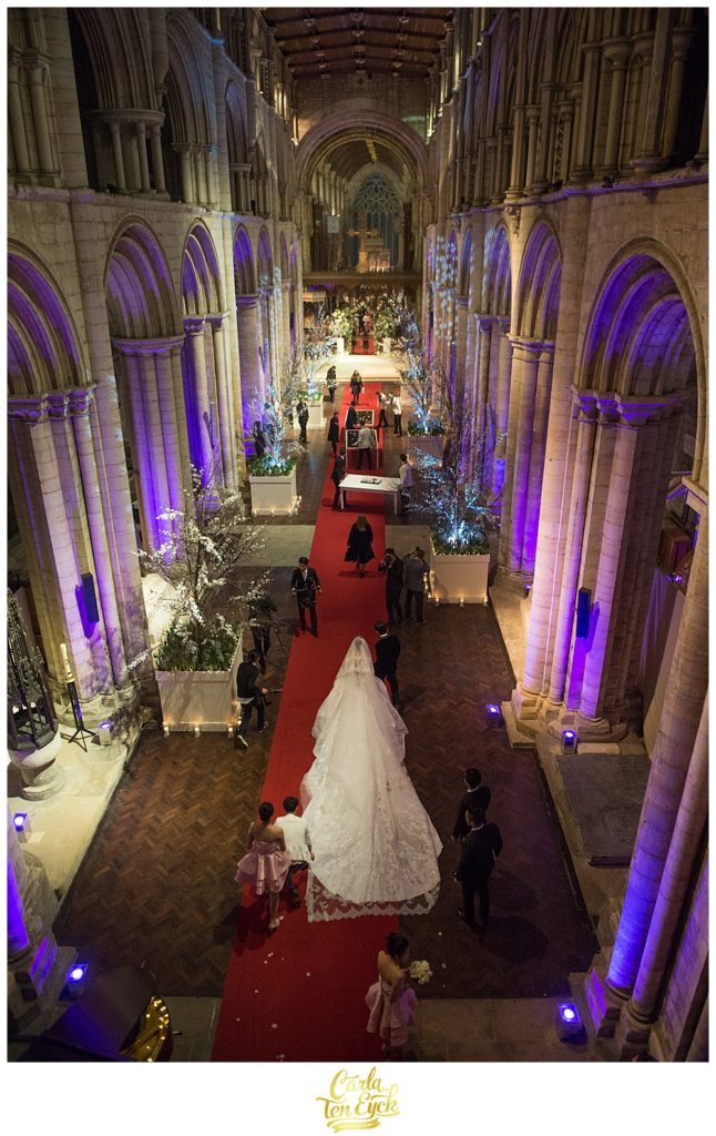 Jay Chou and his new bride walk down the aisle at Selby Abbey in Yorkshire UK