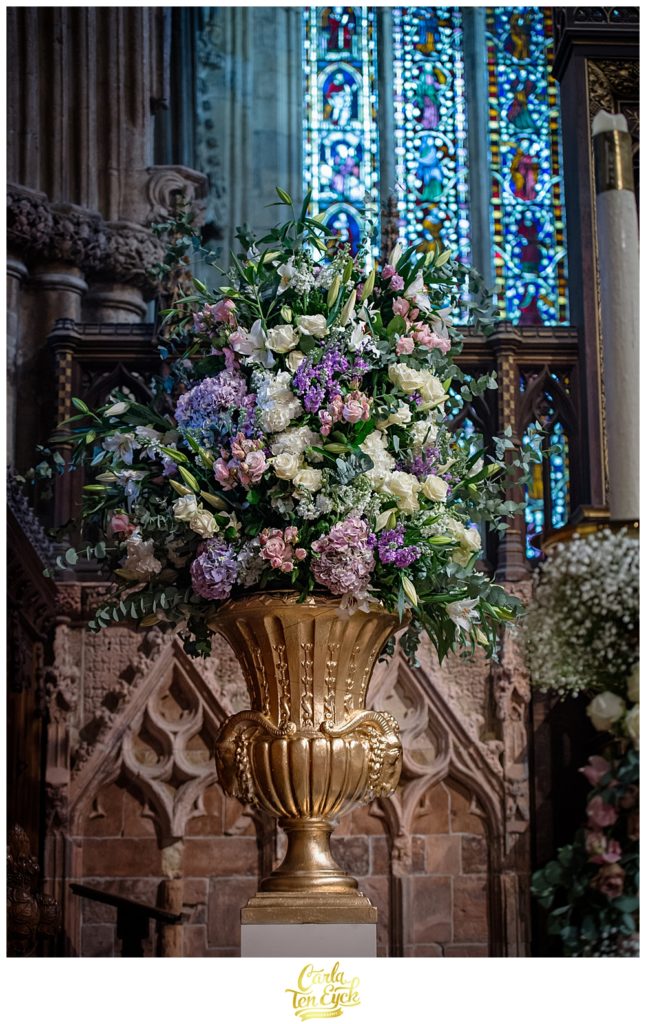 Wedding florals in Selby Abbey Yorkshire UK
