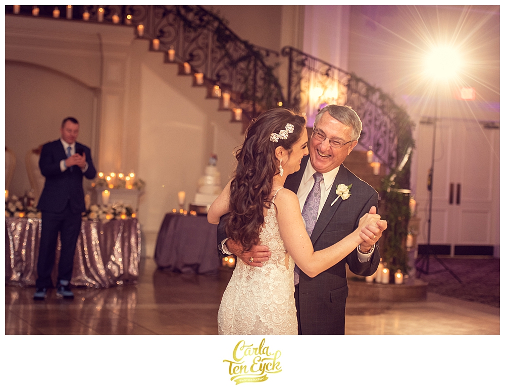 Father daughter dance at a wedding at Aria in Prospect CT