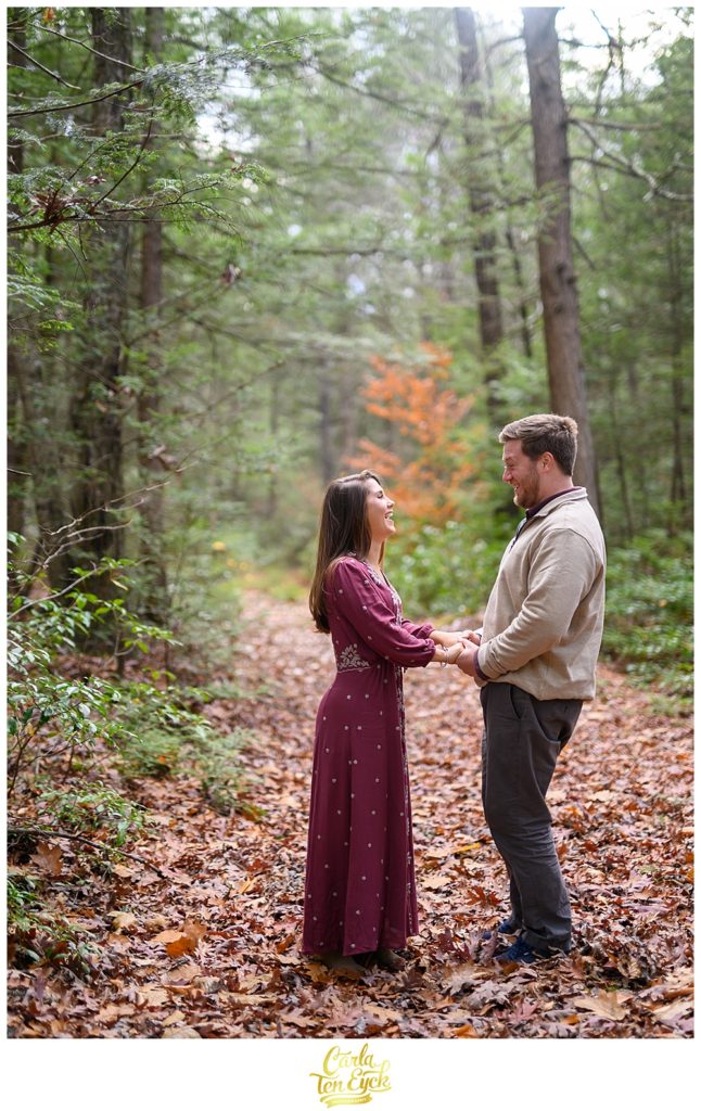 Valley View Farms engagement session in the woods in Haydenville MA
