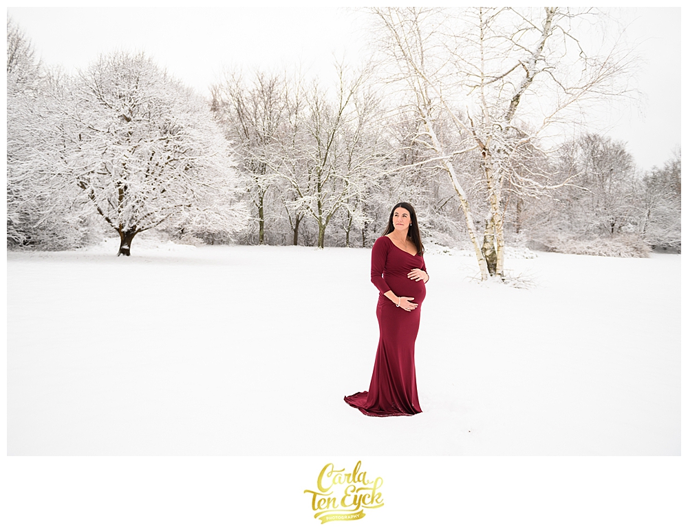 Winter maternity session with two moms in Manchester CT
