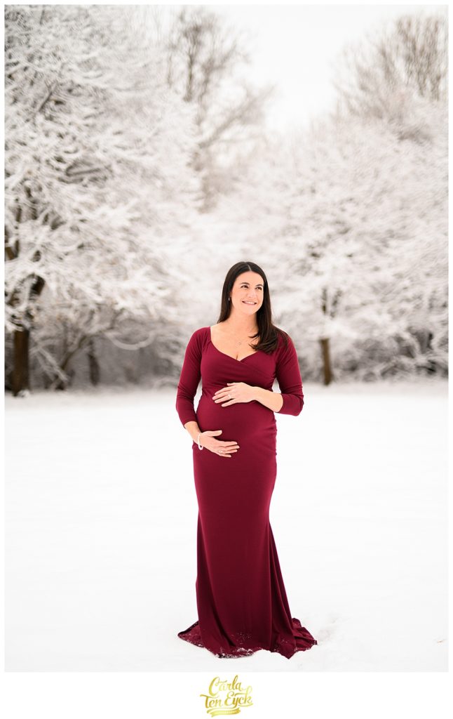 Snowy winter maternity session in Manchester CT