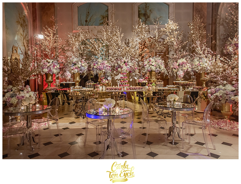 Desset and pudding station at a wedding at Castle Howard in North Yorkshire England