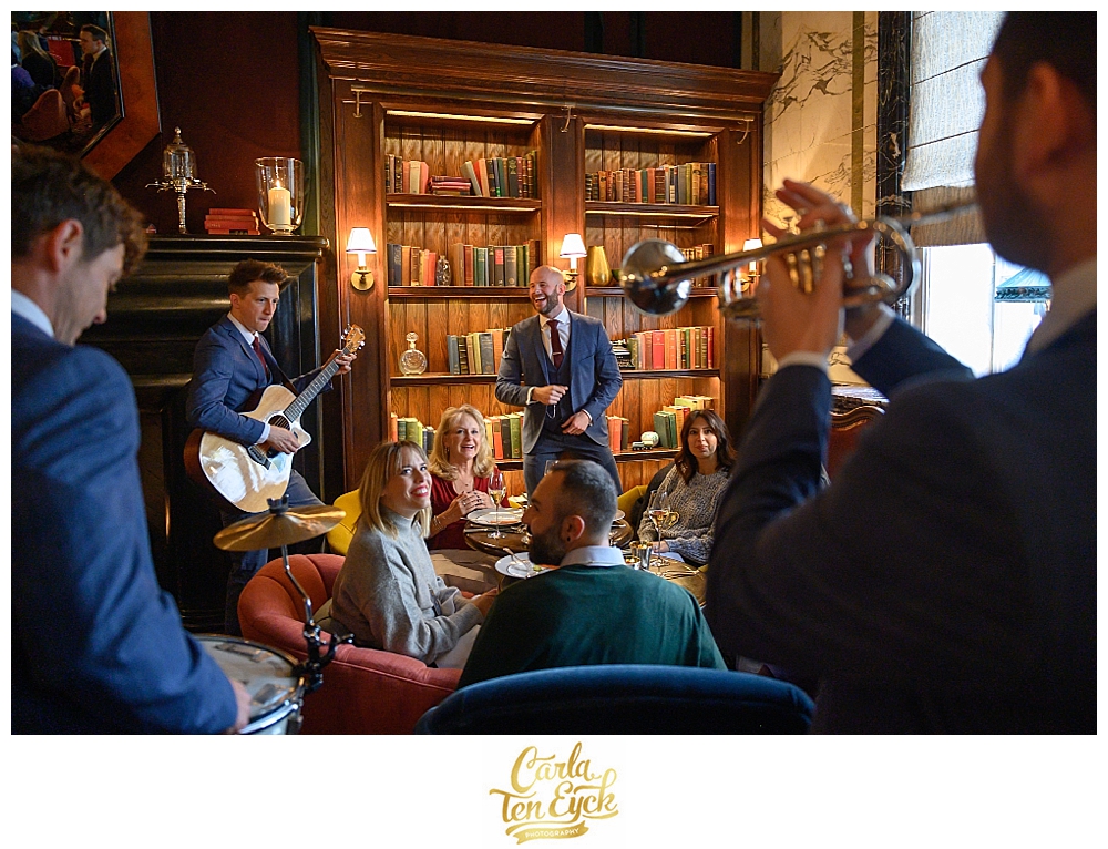 Juke Joints roaming band performs at Rosewood London at the Engage Summits