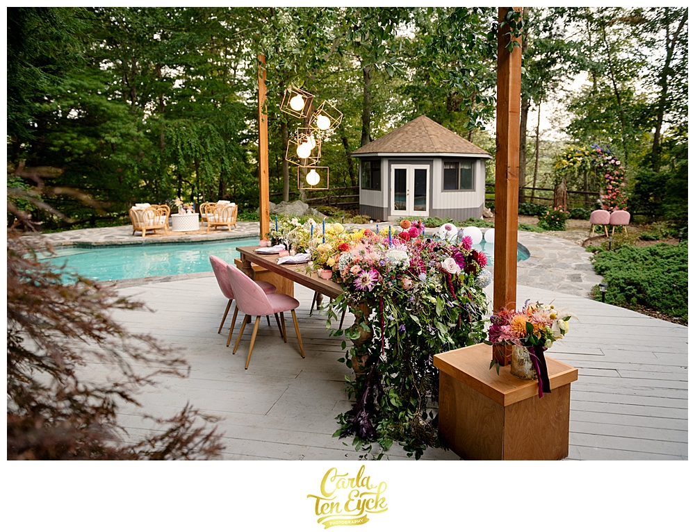 intimate wedding set up for LGBTQ wedding in Weston CT