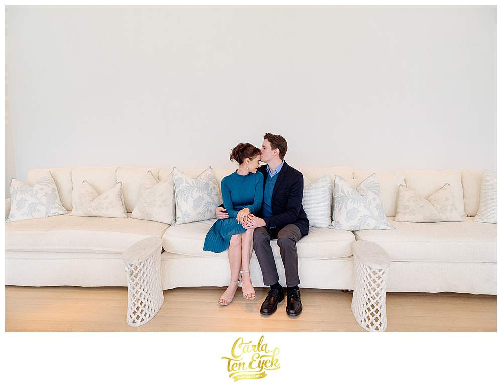 A bride and groom pose for photos at their intimate wedding at the Mayflower Inn and Spa in Washington CT