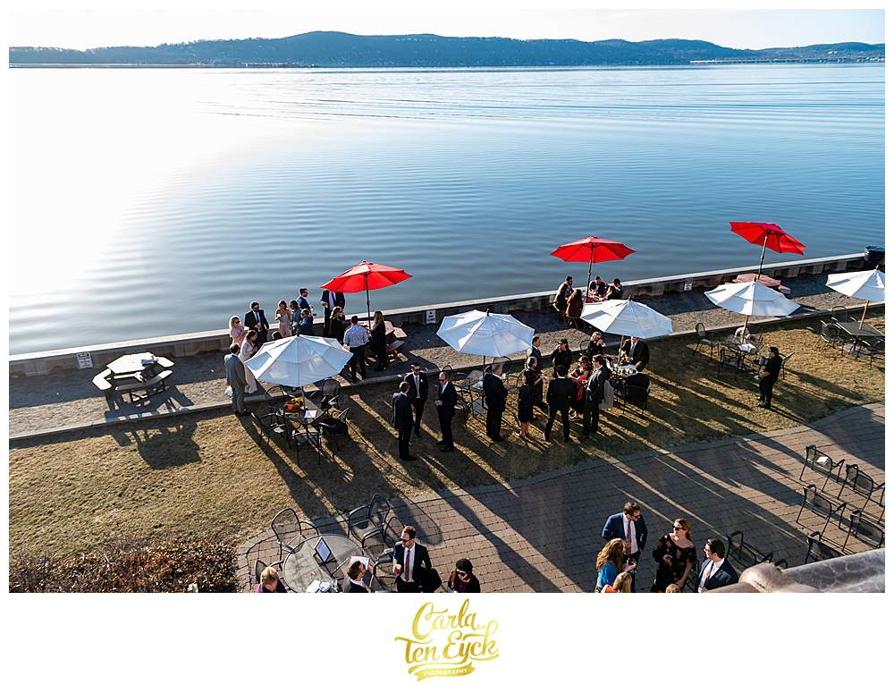 View of the wedding from the roof on the Red Hat on the River Irvington NY