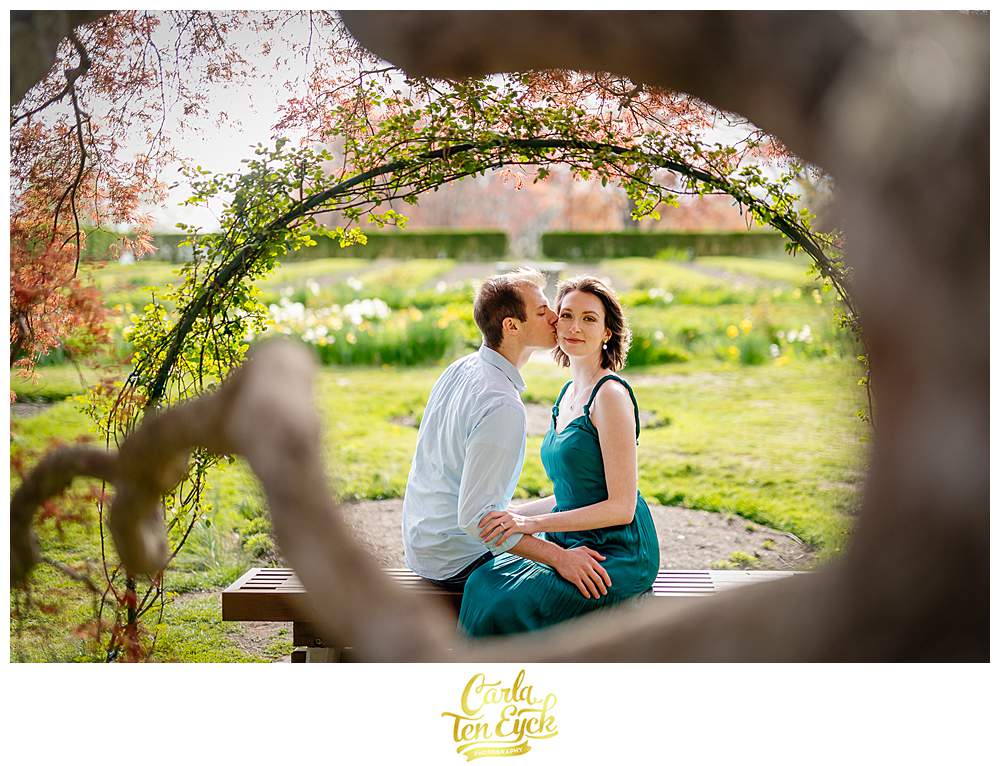 A couple during their spring Harkness Park engagement session in Waterford CT