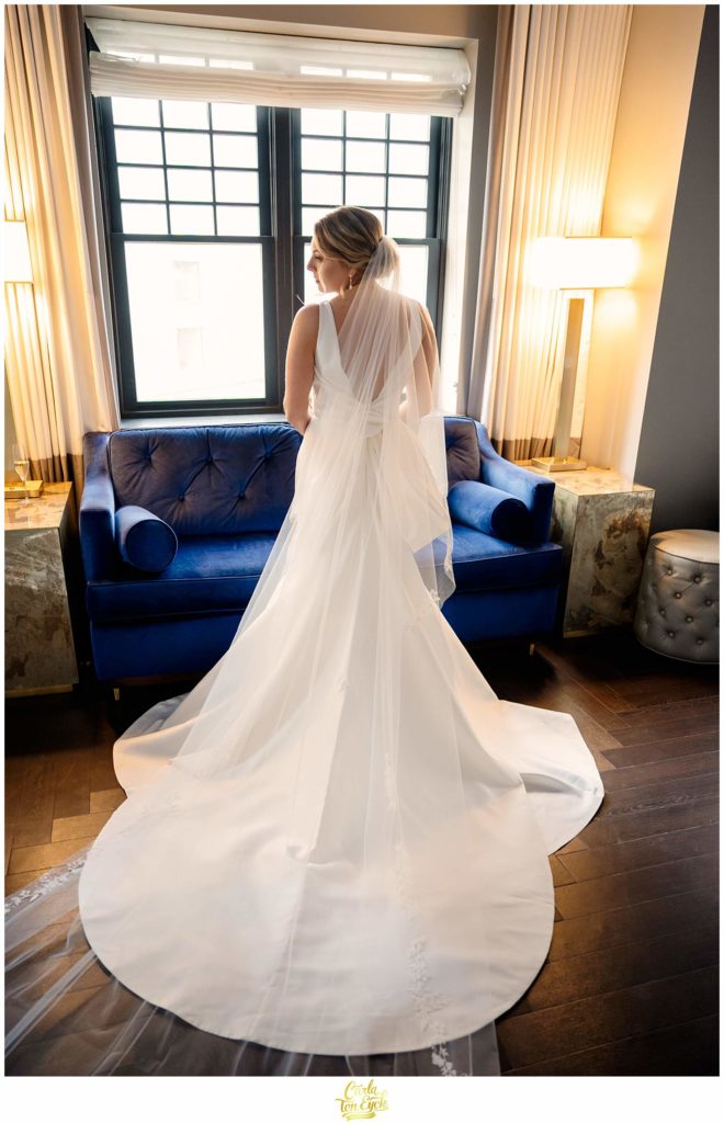 A bride gets ready for her Goodwin Hotel wedding in Hartford CT